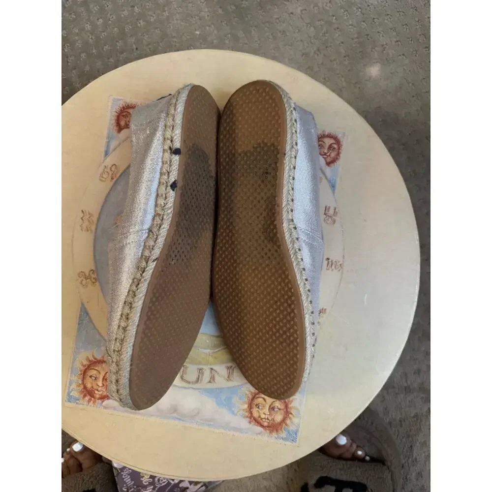 TOMS Metallic Silver Women's Espadrille Slip-Ons